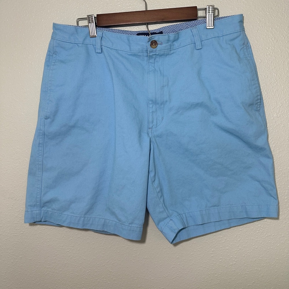 Chaps Mens Light Blue Chino Shorts Size 36 Cotton Flat Front Preppy Casual